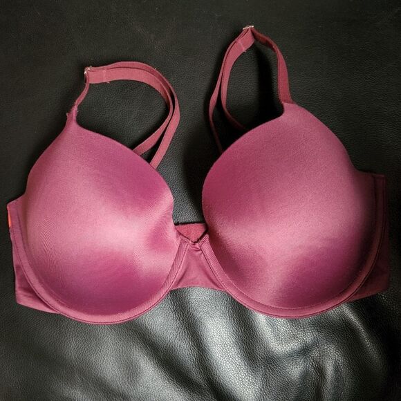 NWOT PINK 34DD campus lightly lined bra. Eggplant underwire bra with neon orange - Picture 1 of 5